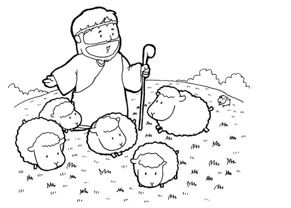 Desenho de Jesus pastor de ovelhas para colorir - Tudodesenhos