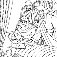 Desenho de Jesus ressuscita filha de Jairo para colorir