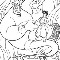 Desenho de Gênio e Aladdin para colorir