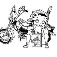 Desenho de Betty Boop e moto para colorir