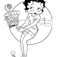 Desenho de Betty Boop jogando golfe para colorir