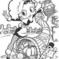 Desenho de Betty Boop na colheita para colorir