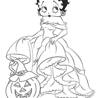 Desenho de Betty Boop princesa no Halloween para colorir