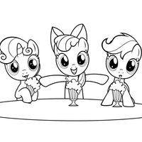 Desenho de My Little Pony tomando sundae para colorir