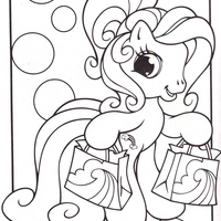 Desenho de My Little Pony no shopping para colorir