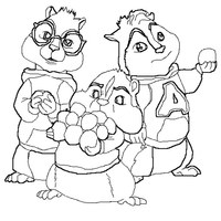 Desenho de Alvin e esquilos carregando nozes para colorir