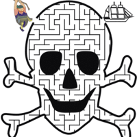 Desenho de Jogo do labirinto - Caveira pirata para colorir