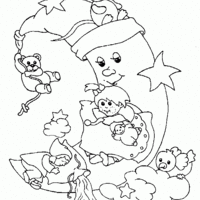 Desenho de Duendes e ursinhos na lua para colorir