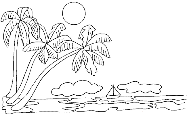 palm tree sunset coloring pages - photo #5