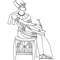Desenho de Faraó sentado para colorir