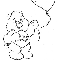 Desenho de Ursinho Amor-sem-fim brincando com bola de soprar para colorir