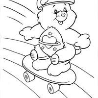 Desenho de Ursinho Sonhador no skate para colorir