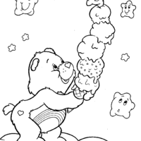 Desenho de Ursinho Ternura tomando sorvete para colorir