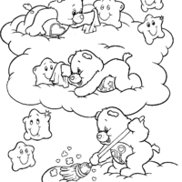 Desenho de Ursinhos Carinhosos limpando as nuvens para colorir