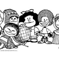 Desenho de Mafalda e amigos para colorir