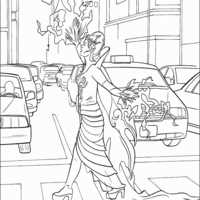 Desenho de Rainha Narissa atravessando a rua para colorir
