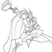 Desenho de Thor contra inimigos para colorir