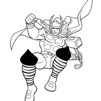 Desenho de Thor saltando para colorir