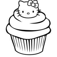 Desenho de Cupcake da Hello Kitty para colorir