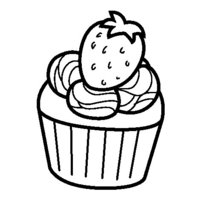 Desenho de Cupcake de morango para colorir