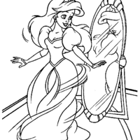 Desenho de Ariel diante do espelho para colorir