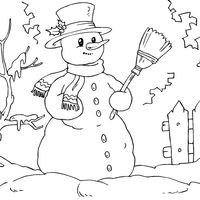 Desenho de Boneco de neve no inverno frio para colorir