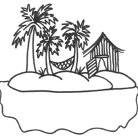 Desenho de Cabana na ilha para colorir