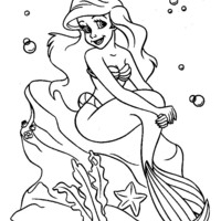Desenho de Ariel na concha para colorir