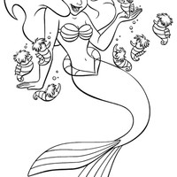Desenho de Ariel pensativa para colorir