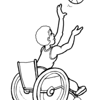 Desenho de Jogador de basquete na cadeira de rodas para colorir
