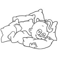 Desenho de Bebê deitado no travesseiro para colorir