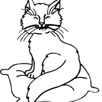 Desenho de Gato sentado na almofada para colorir