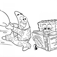 Desenho de Patrick estrela na guerra de travesseiros para colorir