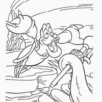 Desenho de Caranguejo Sebastião se divertindo no fundo do mar para colorir