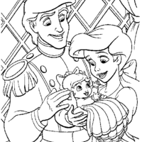 Desenho de Ariel, Eric e Melody para colorir