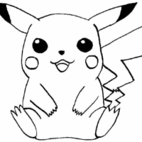 Desenho de Pikachu sentado para colorir
