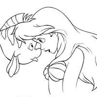 Desenho de Linguado e princesa Ariel para colorir