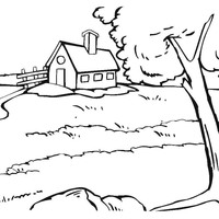 Desenho de Casa na beira do rio para colorir
