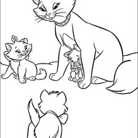 Desenho de Duquesa cuidando de seus gatinhos para colorir
