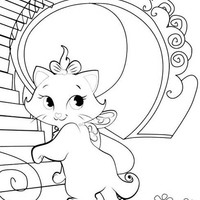Desenho de Gata Marie subindo as escadas para colorir
