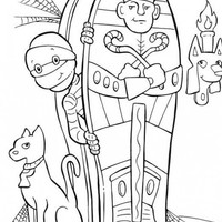 Desenho de Múmia na tumba para colorir