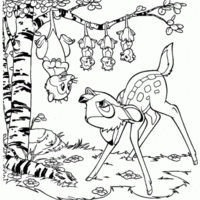 Desenho de Bambi e morcegos para colorir