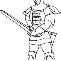 Desenho de Soldado e espada para colorir