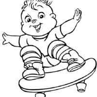 Desenho de Bebê no skate para colorir