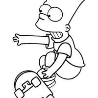 Desenho de Bart Simpson no skate para colorir