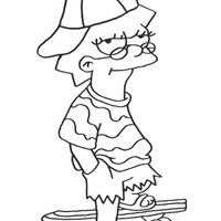 Desenho de Lisa Simpson no skate para colorir