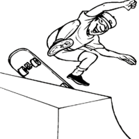 Desenho de Menino com skate na rampa para colorir