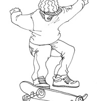 Desenho de Skater fazendo acrobacia com skate para colorir