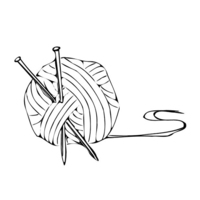 Desenho de Novelo de lã e agulhas de tricô para colorir