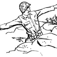 Desenho de Soldadado jogando granada para colorir